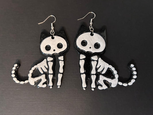 3D printed Skeleton Cat Earrings